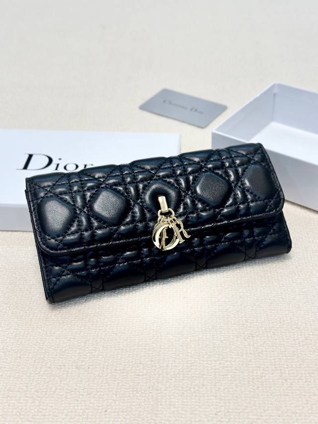 Color Black Size 19X10 Dior new fashion wallet first layer sheepskin cabinet su