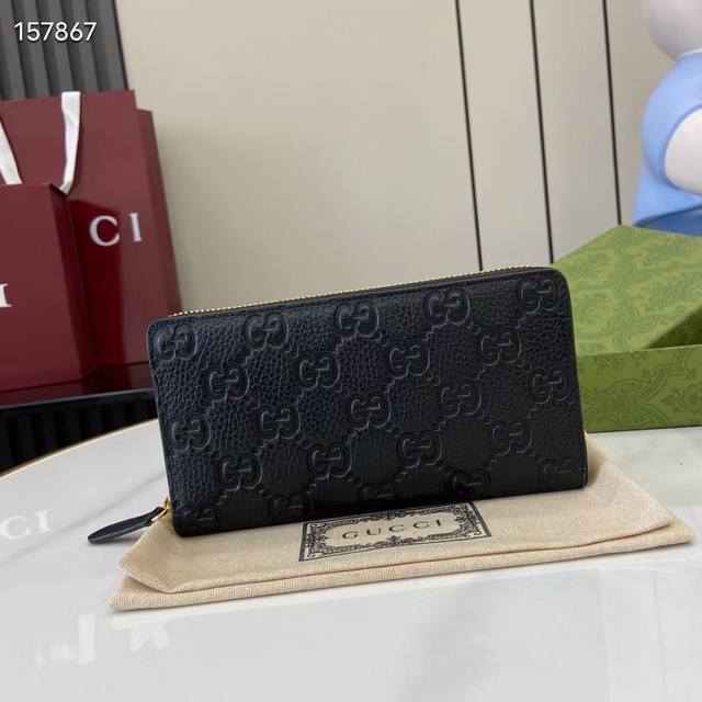 Top-of-the-line new Gg Emblem series ultra-soft lychee embossed full leather wal