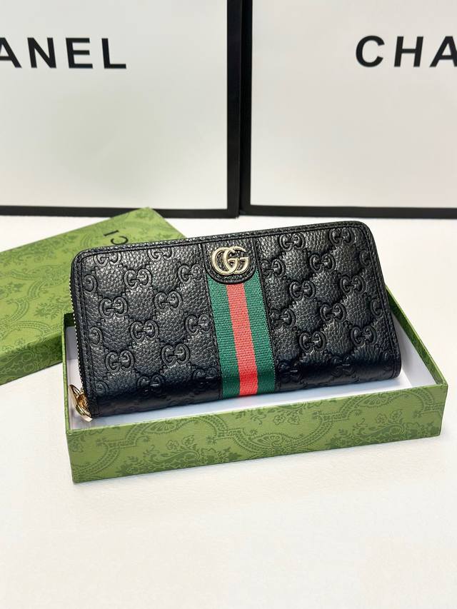 Color Black Size 20X10 Gucci single zipper clutch original top layer cowhide em