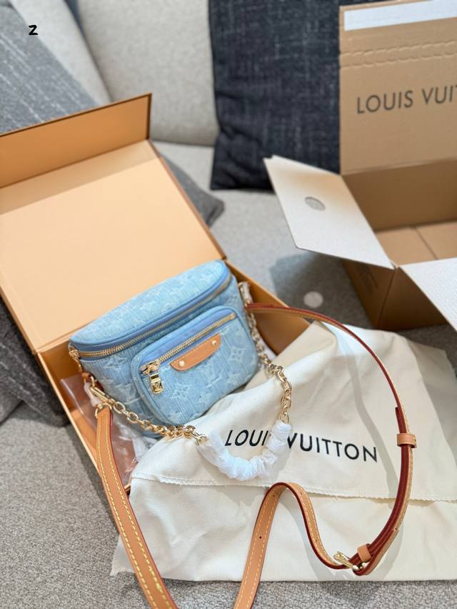 Lv Summer Limited Edition Light Color Denim Mini Waist Bag Denim Mini Waist Bag]