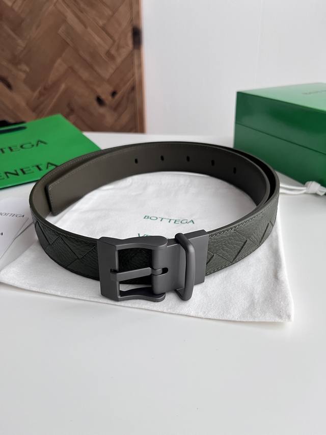 -Bv 2025 latest reversible men's braided belt. Handmade Intreccio large plaid wo