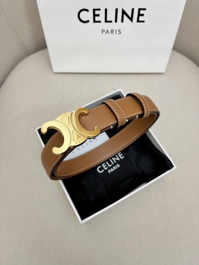 Celine Arc de Triomphe logo gold buckle trendy belt, the secret weapon to show o