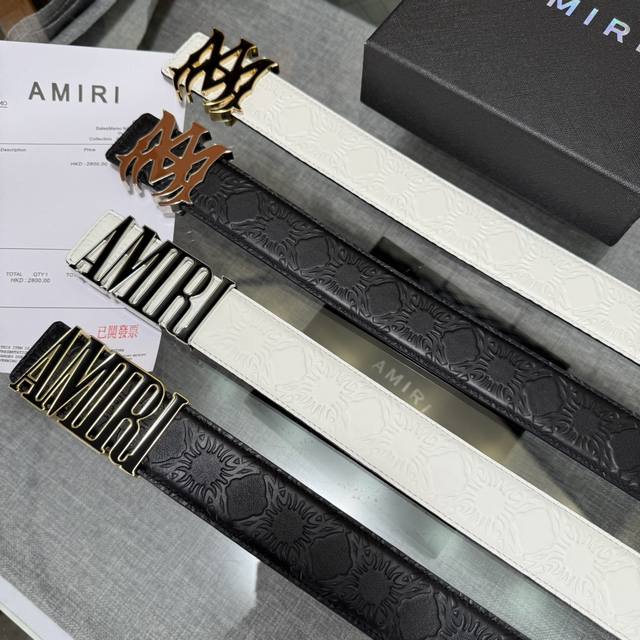Amiri's latest internet-famous double-sided cowhide belt comes with original box