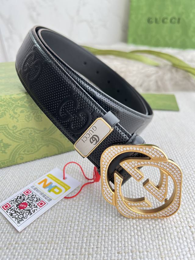 Product Name: Gucci Original Belt Model: Buckle, Pure Steel Diamond Buckle, Top