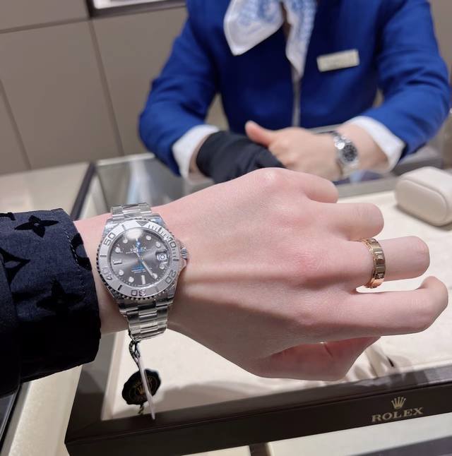 Rolex劳力士游艇名仕型 系列 自动机械机芯 防水日期显示 男表 瑞表 40Mm 蓝色表盘 精钢精钢950铂金表壳