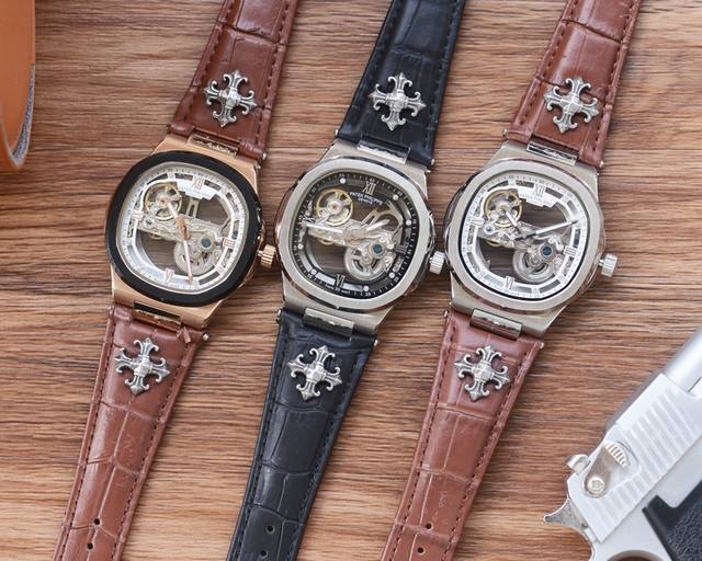 男人挚爱 镂空腕表 最新 ：百达翡丽最佳设计独家首发 类型 ：精品男士腕表 表带 ：真牛皮表带 机芯 ：全自动机械机芯 镜面 ：矿物质强化玻璃 更高清 品味高雅