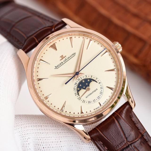 积家Jaeger Lecoultre 大师系列 1362520 月相大师系列，最高版本 市面目前平民性价比最强，稳定率高，市场独家2824机芯，[3D立体月相]