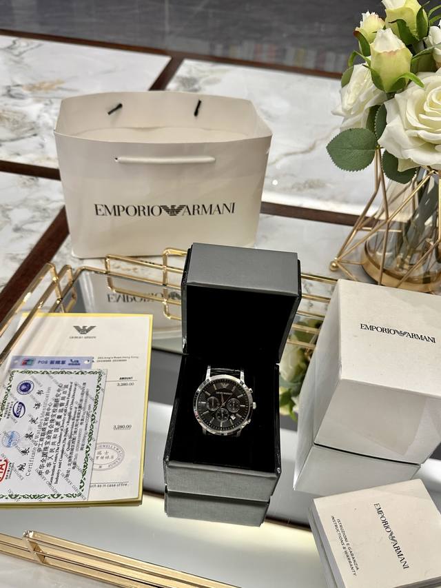 Apmanl阿玛尼三眼六针皮带男士手表代购级别，真正的原单品质，原装机开模，原装机芯，原装裸钻扣，全钢机身，品质无敌，爆款男士腕表强势回货，卖过的都知道这个系列