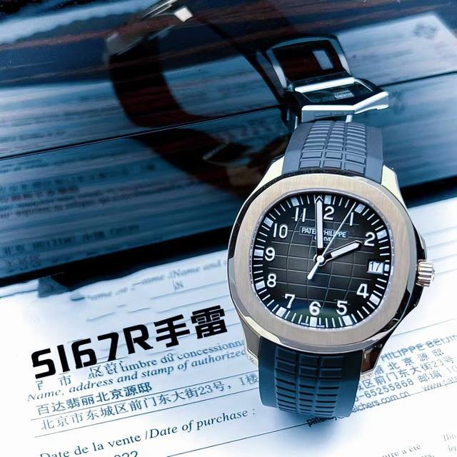 金+20 百达翡丽手雷5167A全自动机械手表 男女均可佩戴 搭载Cal.324 S C机芯！夜光指针 尺寸：直径40Mm超薄9.5Mm！橡胶表带，316L钢，
