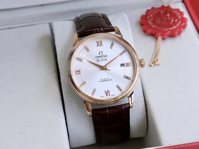 金+20 欧米茄-Omega 碟飞系列 男士腕表 字面与正品一致，弧面时刻丁高清矿物质水晶镜面，更高清历时9个月多次纠正升级，打造1:1壳型，力求完美！直径39