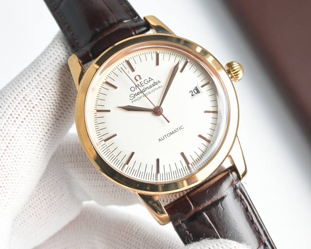 白 -金 欧米茄-Omega！火热新款式，欧米茄新款3D锅盖，耗时长达12个月打造斯华洛水晶砖石！超薄男士自动机械腕表，采用进口原装9015机芯，每小时振频28