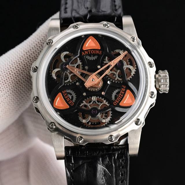 安东尼 裴修素Antoine Preziuso 镀膜钢化鍋蓋鏡面 45Mm霸氣尺寸 壳套工艺繁多精细打磨抛光，工艺复杂且独家生产，耗时长，回头率高，立体感超强。