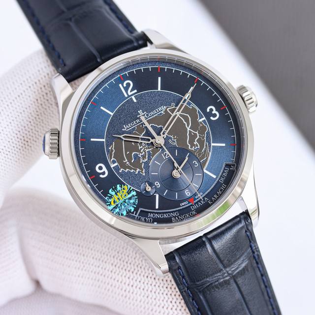 白 金 Twa Factory出品 积家大师系列V2升级版2显示双时区316L精钢 直径 41Mm 原装折叠扣