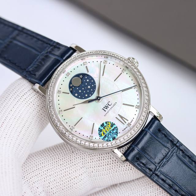 白壳 ，金壳 ，钻50 H8万国女人Iwc柏涛菲诺月相自动腕表37Mm 市场最高版本 震撼上市 1：独家巨资订制万国Cal.35800真月相功能机芯，机芯月相是
