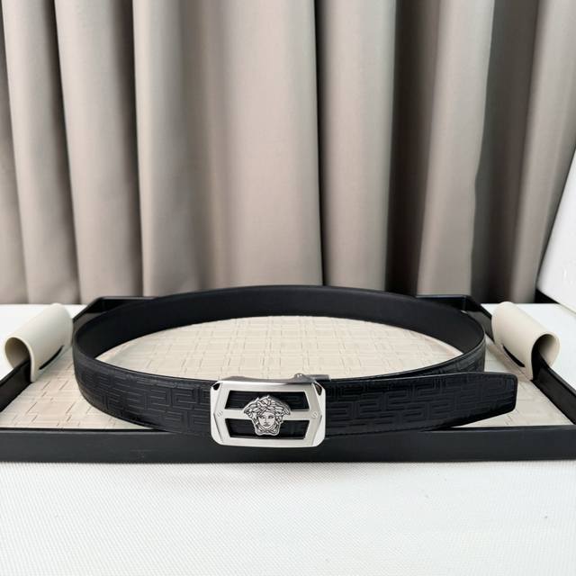 Ferragamo, automatic belt, double-sided top-grain cowhide, 3.5cm adjustable.