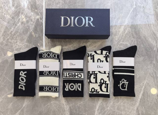 Special Offer: Dior Women's Knee-High Socks (5 pairs per box), made of pure cott