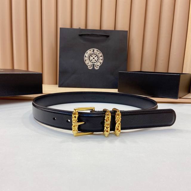 Authentic Chrome Hearts leather belt, silver plated S925, classic Chrome Hearts