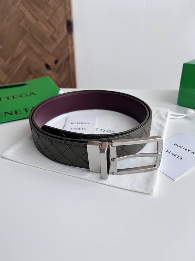 Bv 2025 Newest Men's Braided Belt, Double-sided Handmade Intreccio Large Grid Br