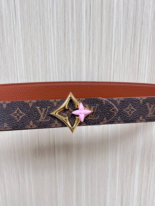 Flowergram Reversible Belt: Crafted from Monogram canvas and Monogram embossed l