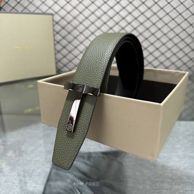 Tom Ford's latest trendy double-sided top-grain cowhide leather model, 3.8mm wid