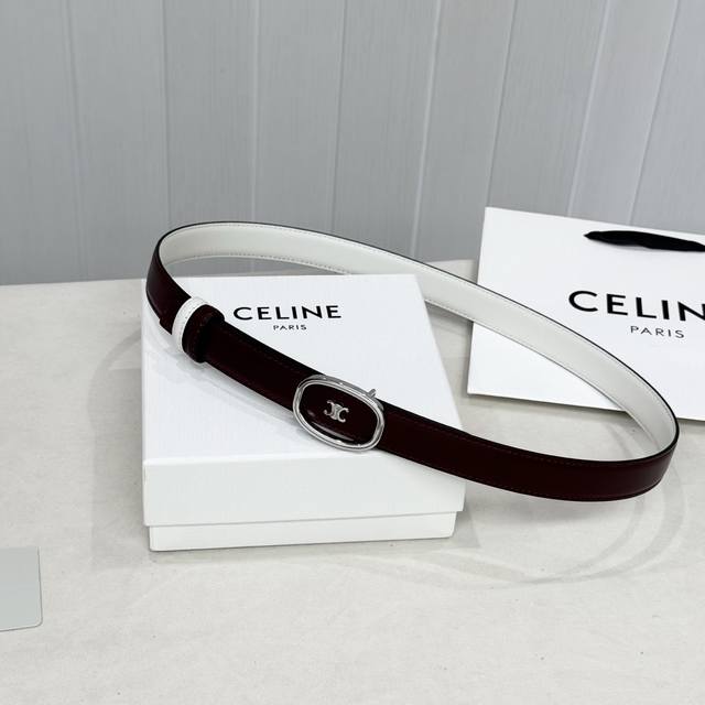 Celin E New 3D Buoy Buckle Women's Belt, Italian Imported Calfskin with Brass Bu