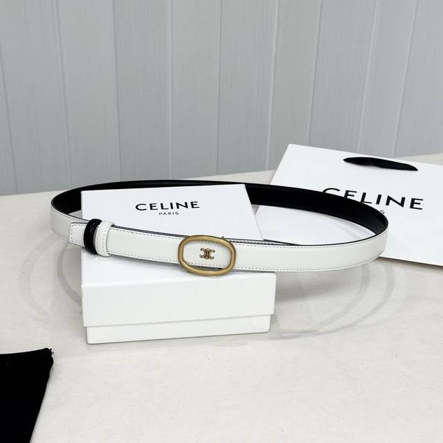 Celin E New 3D Buoy Buckle Women's Belt, Italian Imported Calfskin with Brass Bu