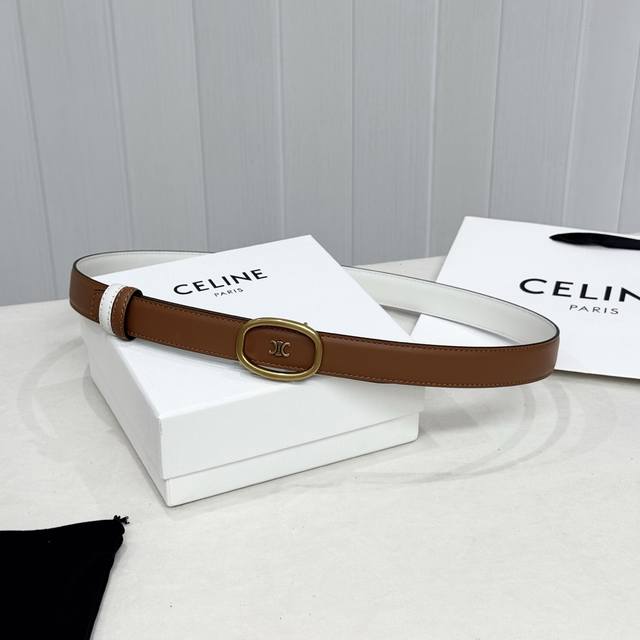 Celin E New 3D Buoy Buckle Women's Belt, Italian Imported Calfskin with Brass Bu