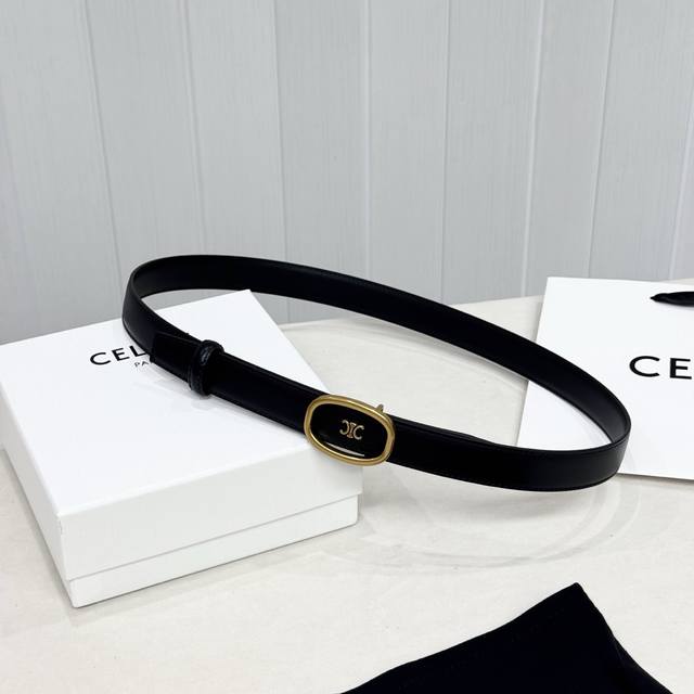 Celin E New 3D Buoy Buckle Women's Belt, Italian Imported Calfskin with Brass Bu