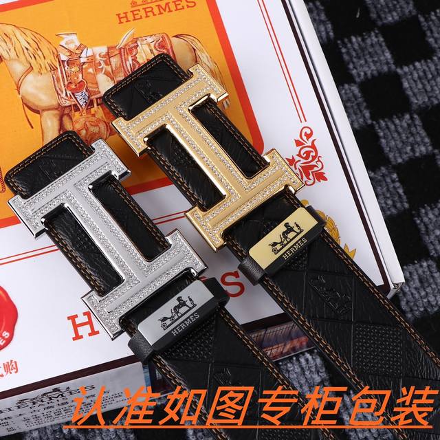 Men's Belt: Hermes Original Men's Leather: 100% Top Layer Cowhide, Guaranteed Ge