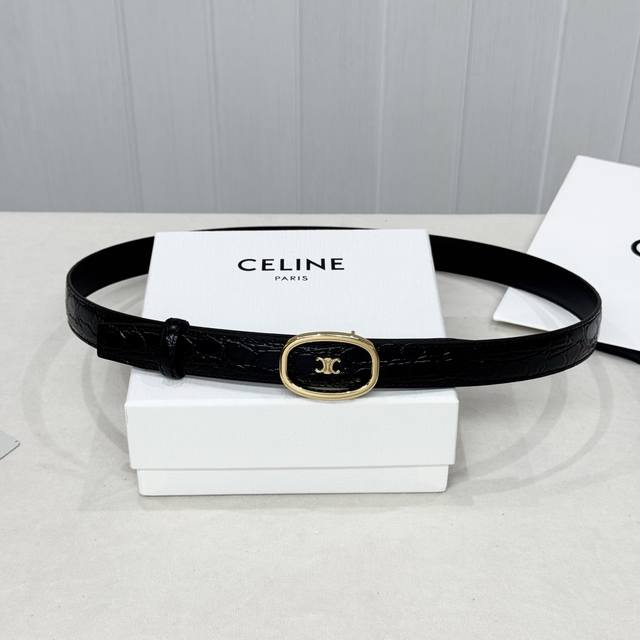 Celin E New 3D Buoy Buckle Women's Belt, Italian Imported Calfskin with Brass Bu
