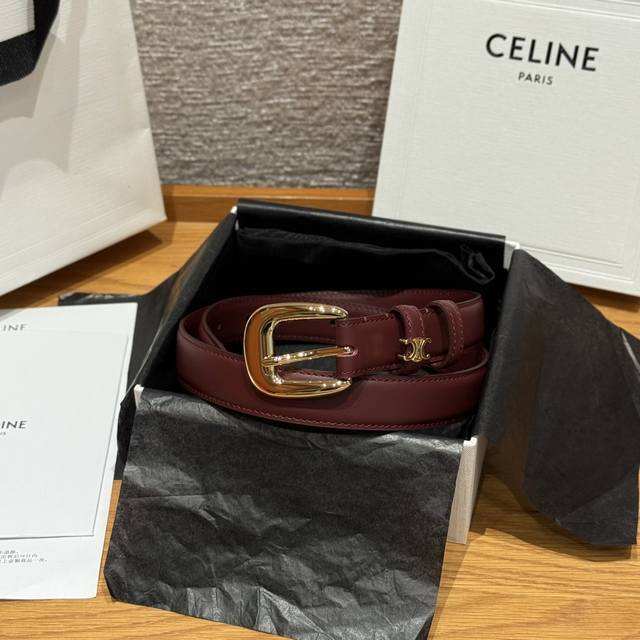 Celine Medium Taurillon 25mm Leather Strap (Ddd). This belt features a calfskin