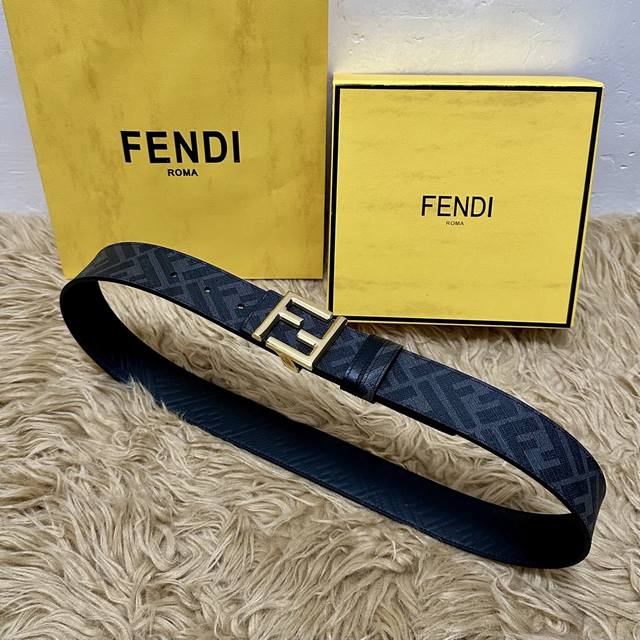 Fendi Full Packaging, Same Style as in Department Stores, 4.0cm Wide, Double Rin