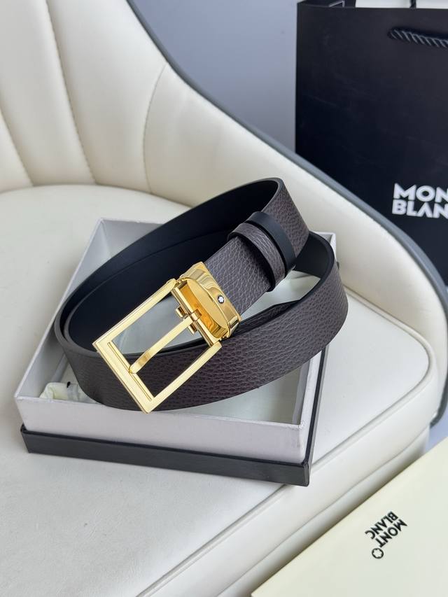 Montblanc 3.5cm wide, made of top-grain cowhide, premium pin buckle, customizabl