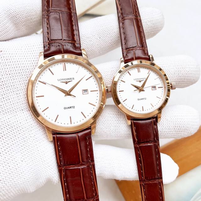 白 金 浪琴-Longines 情侣对表 原装进口石英机芯 316L精钢表壳 直径男39Mm女29Mm 厚8Mm如果今天的阳光停止了它耀眼的光芒。那么你的一个微