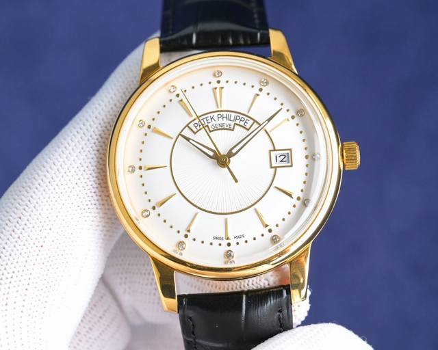 百达翡丽 火热新款式，百达翡丽新款锅盖镜面，耗时长达6个月！超薄男士自动机械腕表，采用进口原装9015机芯，每小时振频28800次，零返修质量，直径42Mm原装