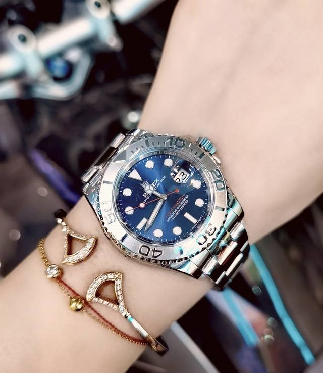Rolex劳力士 游艇名仕型 自动机械机芯 防水日期显示 男表 瑞表 40Mm 蓝色表盘 精钢精钢 铂金表壳