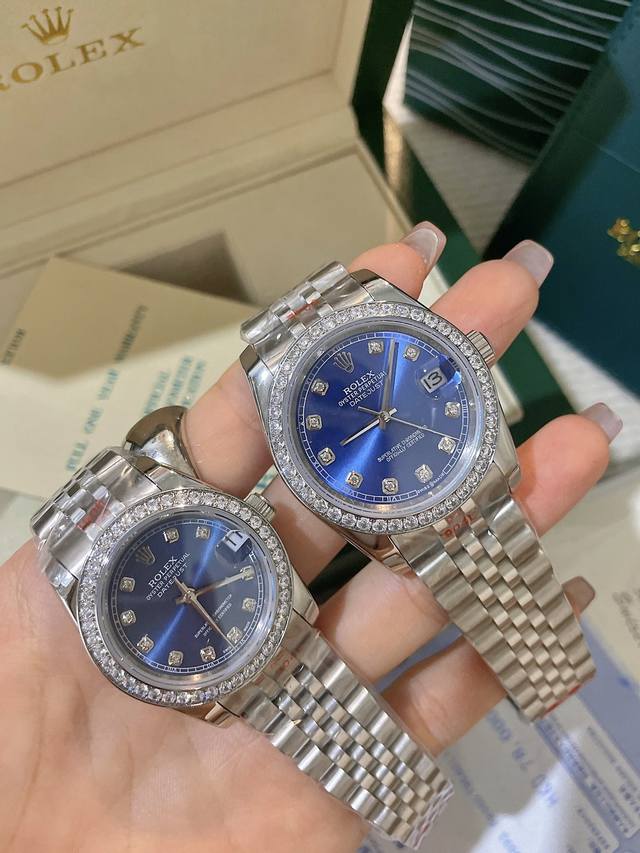 劳力士－Rolex 日志新色系情侣机械腕表 进口西铁城机芯 蓝宝石玻璃镜面 316L精钢壳套 实芯5珠钢带 男41 36Mm 12Mm 女31Mm 12Mm 欢