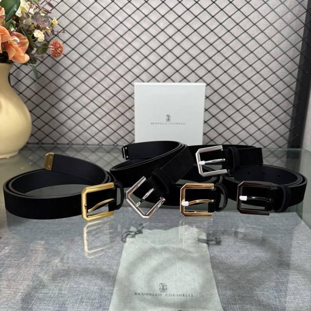 Brunellocucinelli 3.0 Wide Men's Genuine Leather Suede Cowhide Double-Sided Top