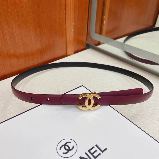 Chanel double-sided top-grain cowhide thin belt, 1.5cm wide, European size 75-9