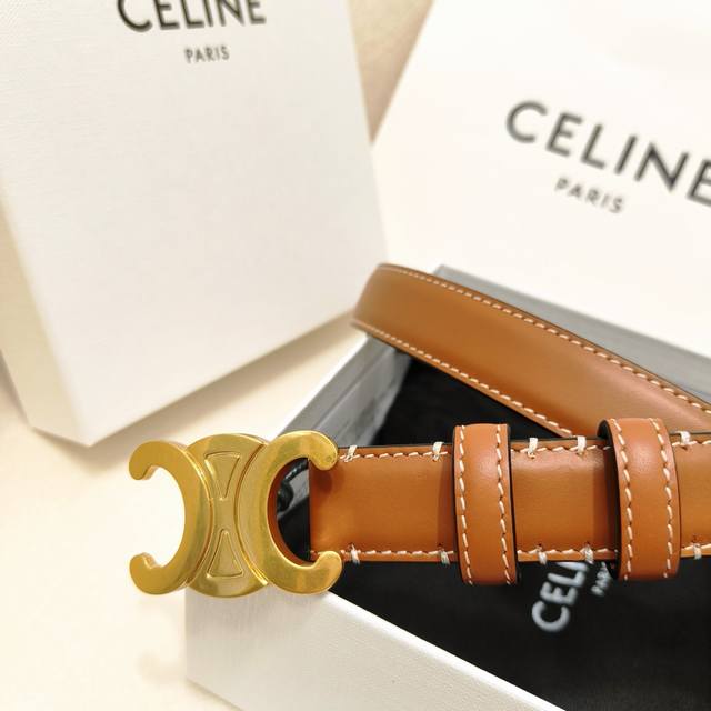 Celine double-sided top-grain cowhide, 2.4cm wide DDD