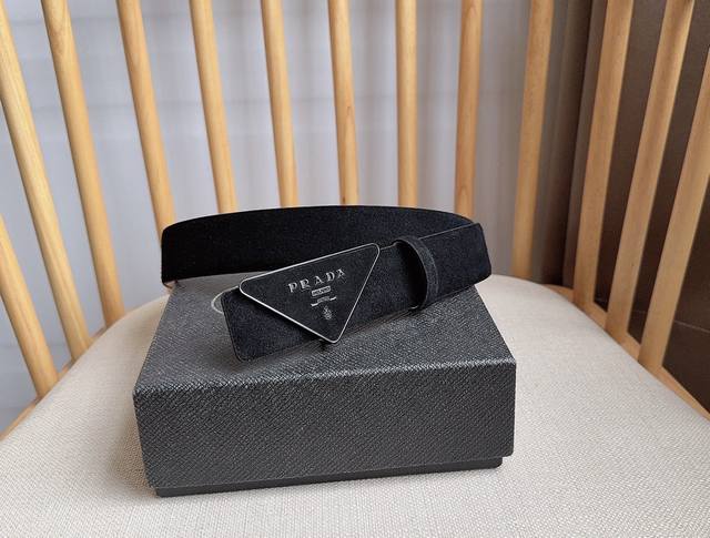 Prada's latest boutique style: This soft suede leather belt features a simple y