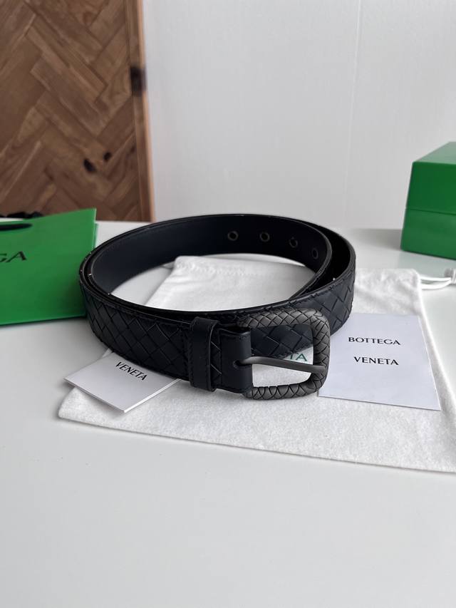 Bv 2025 Newest Men's Braided Belt, Handmade Intreccio Small Check Braided Double