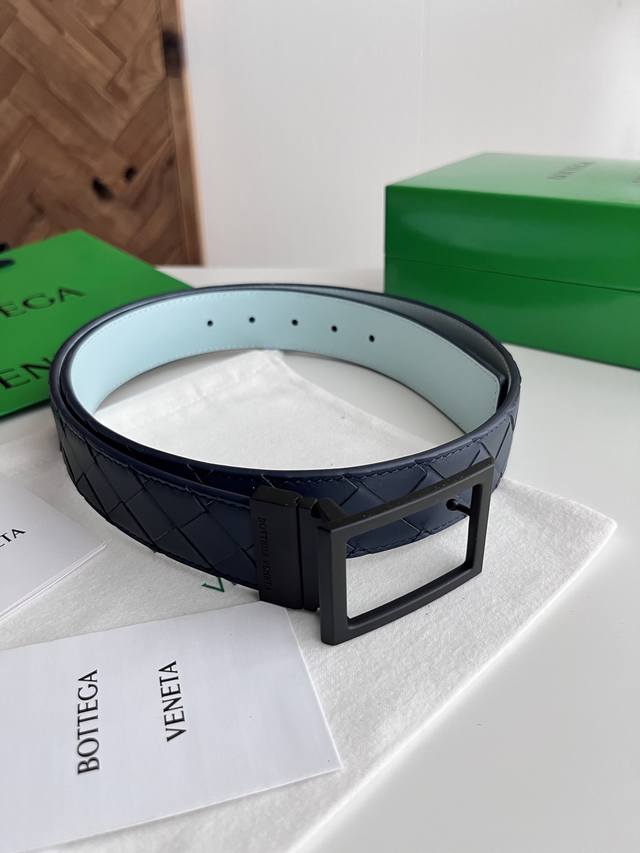 Bv New Men's Braided Belt, Double-sided, Handmade Intreccio Large Grid Braided D