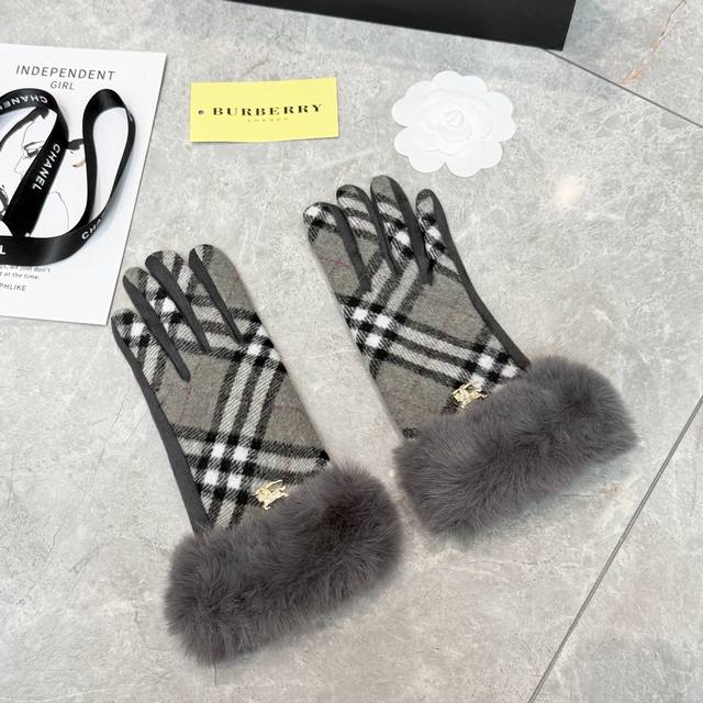 Burberry's new fleece equestrian gloves with packaging. Worth comparing with si