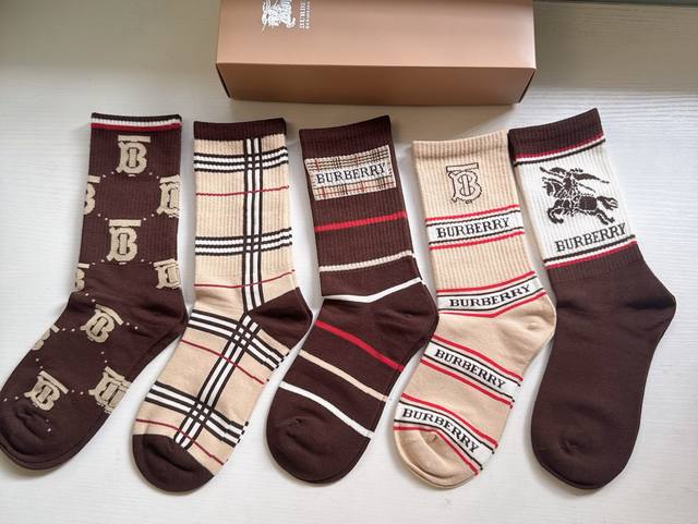 Special offer: Burberry's new women's knee-high socks, five pairs per box. The