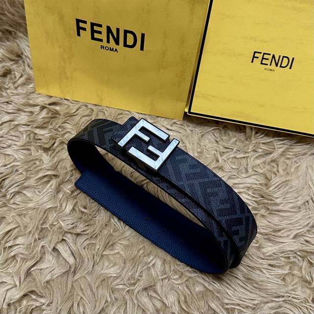 Picture Packaging +10 Fendi Boutique Same Style 4.0cm Wide Double Ring Reversibl