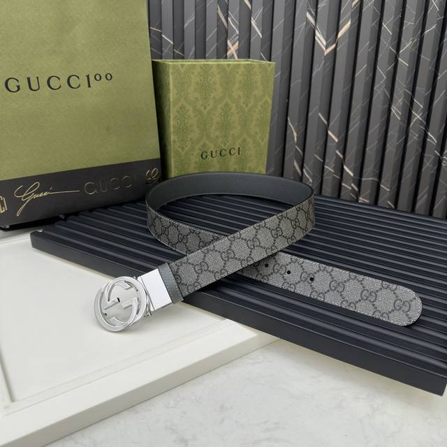Gucci 627055 Uulbn Dark Grey Supreme PVC Monogram Pigskin Texture Cement Grey Ba