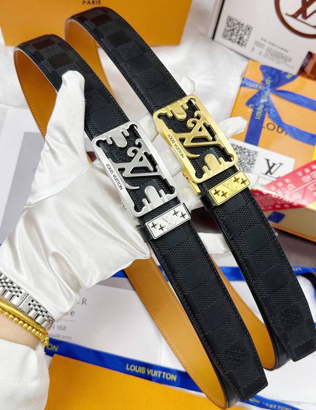 Belt: Louis Vuitton Automatic Buckle - Belt: Top-grade original replica. 100% i