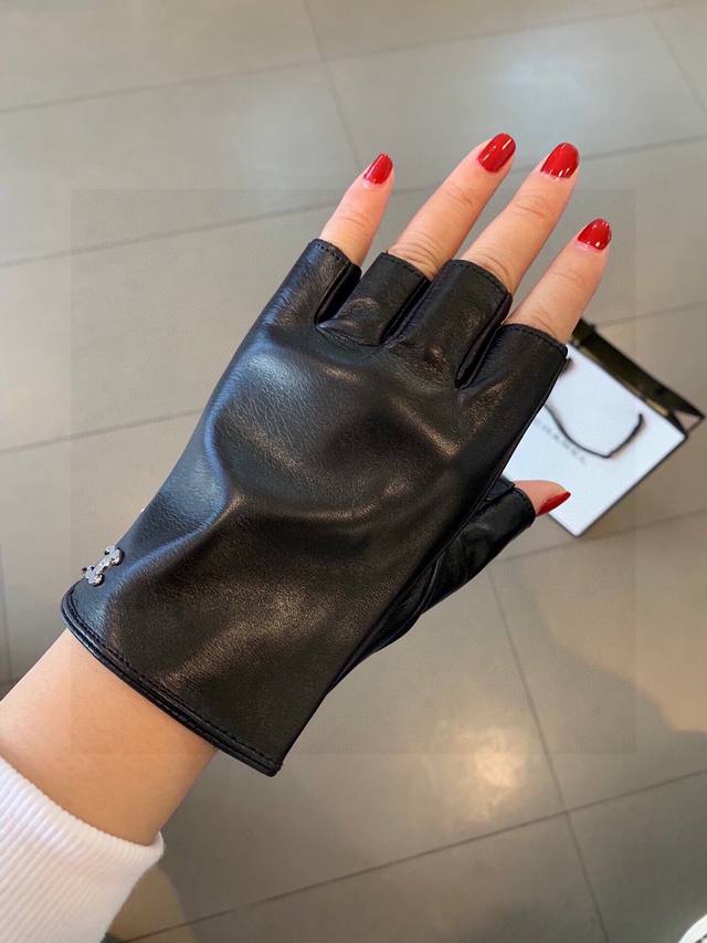 Chanel European New Top-Tier Original Women's High-End Half-Finger Gloves, Chane