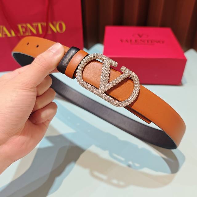 3.0Cm Valentino belt, double-sided top-grain cowhide, length: 75.80.85.90.95.100